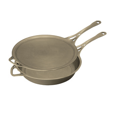 AUS-ION™ 'SATIN' 31cm Simplicious Flow SET Wrought Iron Deep Skillet + Skillet-lid/Crêpe/Griddle