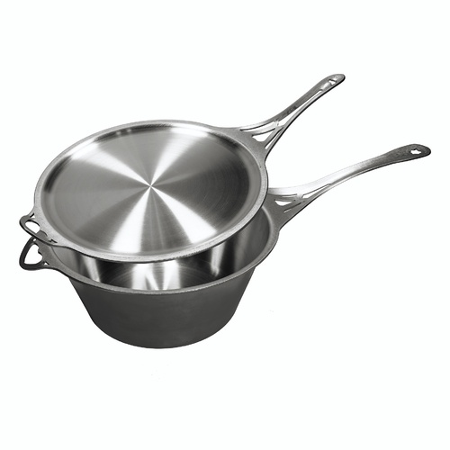 2 pce 4.5L Ferritic Stainless Steel Saucepan + 27cm skillet-lid - pasta, rice, soups, stews & more